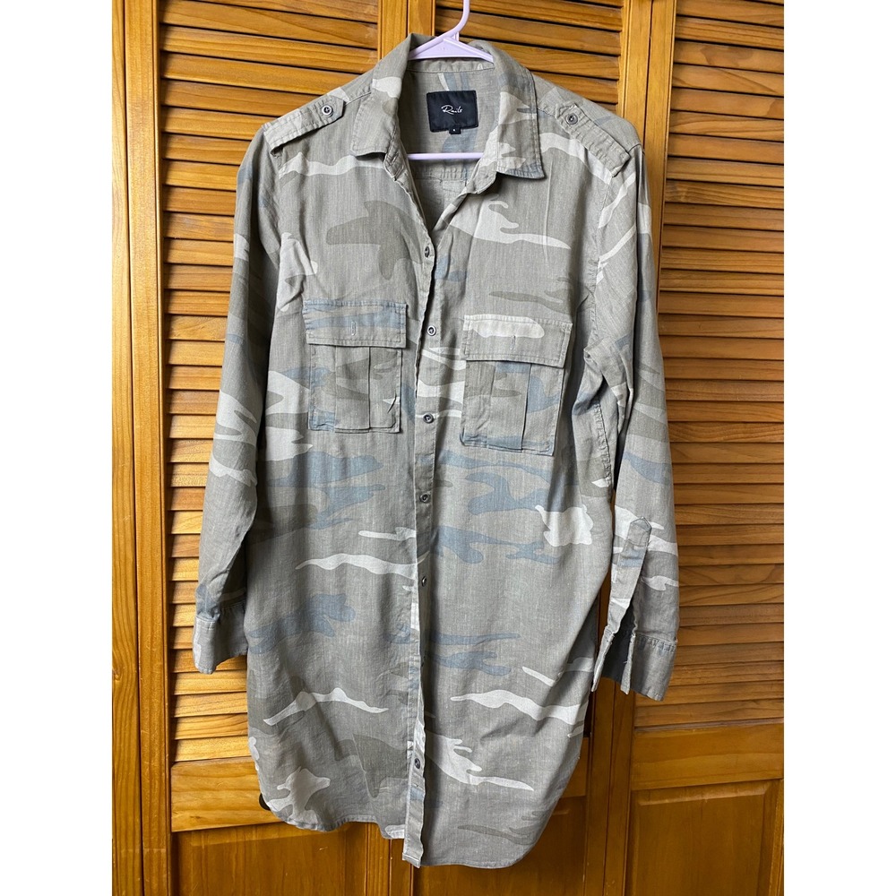 Rails Lennon Camo Utility Shirt Jacket Tunic Green Gray Camouflage Small